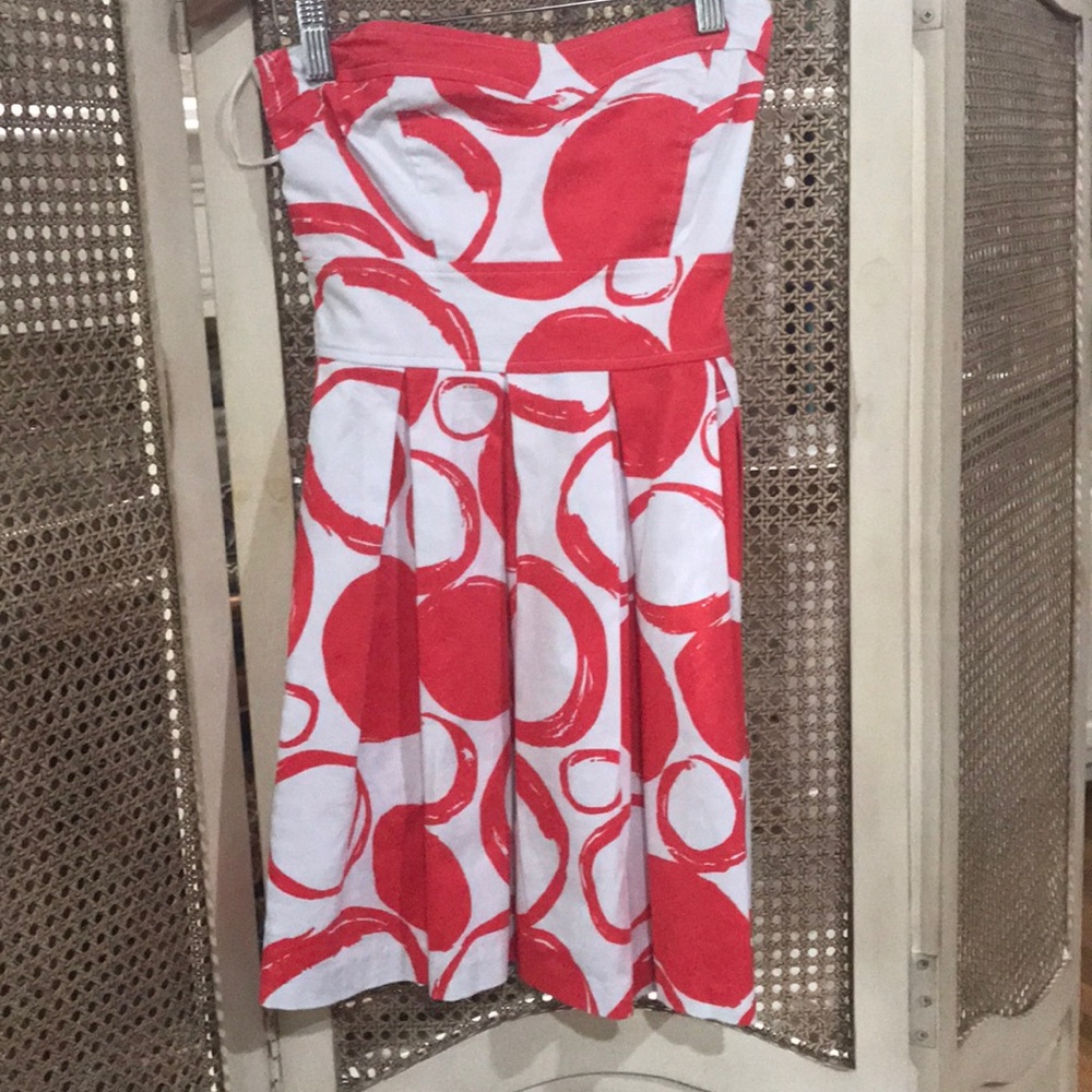 Strapless Orange and White Dress